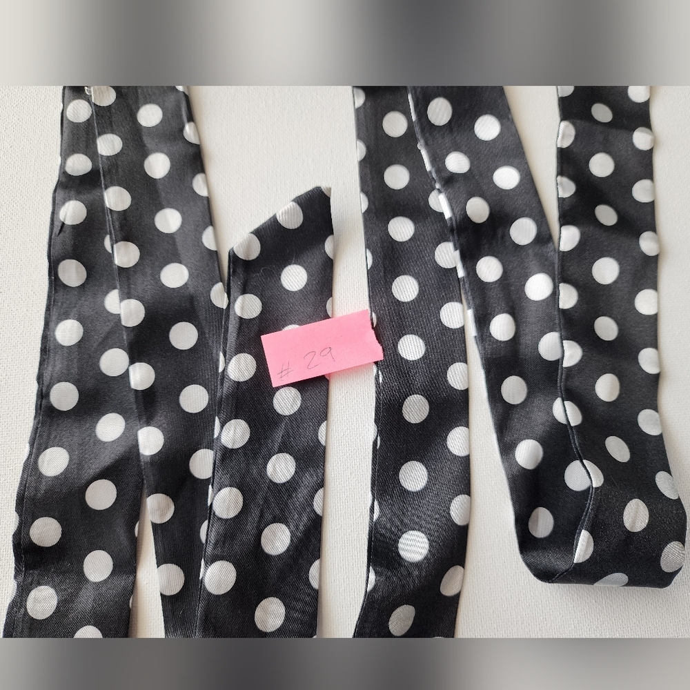 #29  2pc Twilly Set Black and White Polka Dot Ribbon
